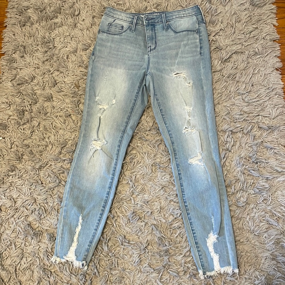 Light wash high rise crop jeggings